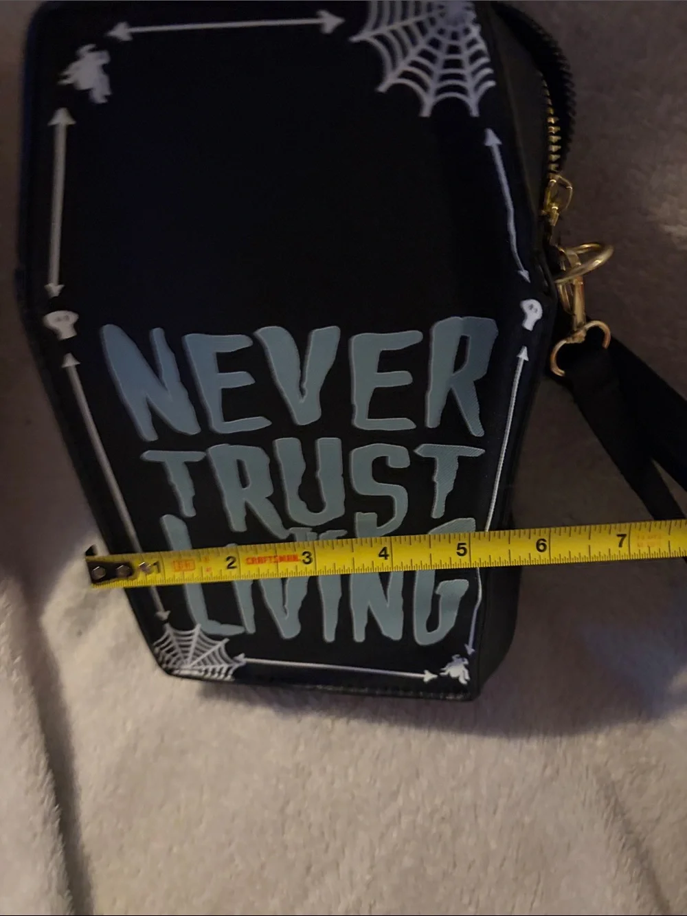 Never Trust The Living Coffin Wristlet Bag - Black